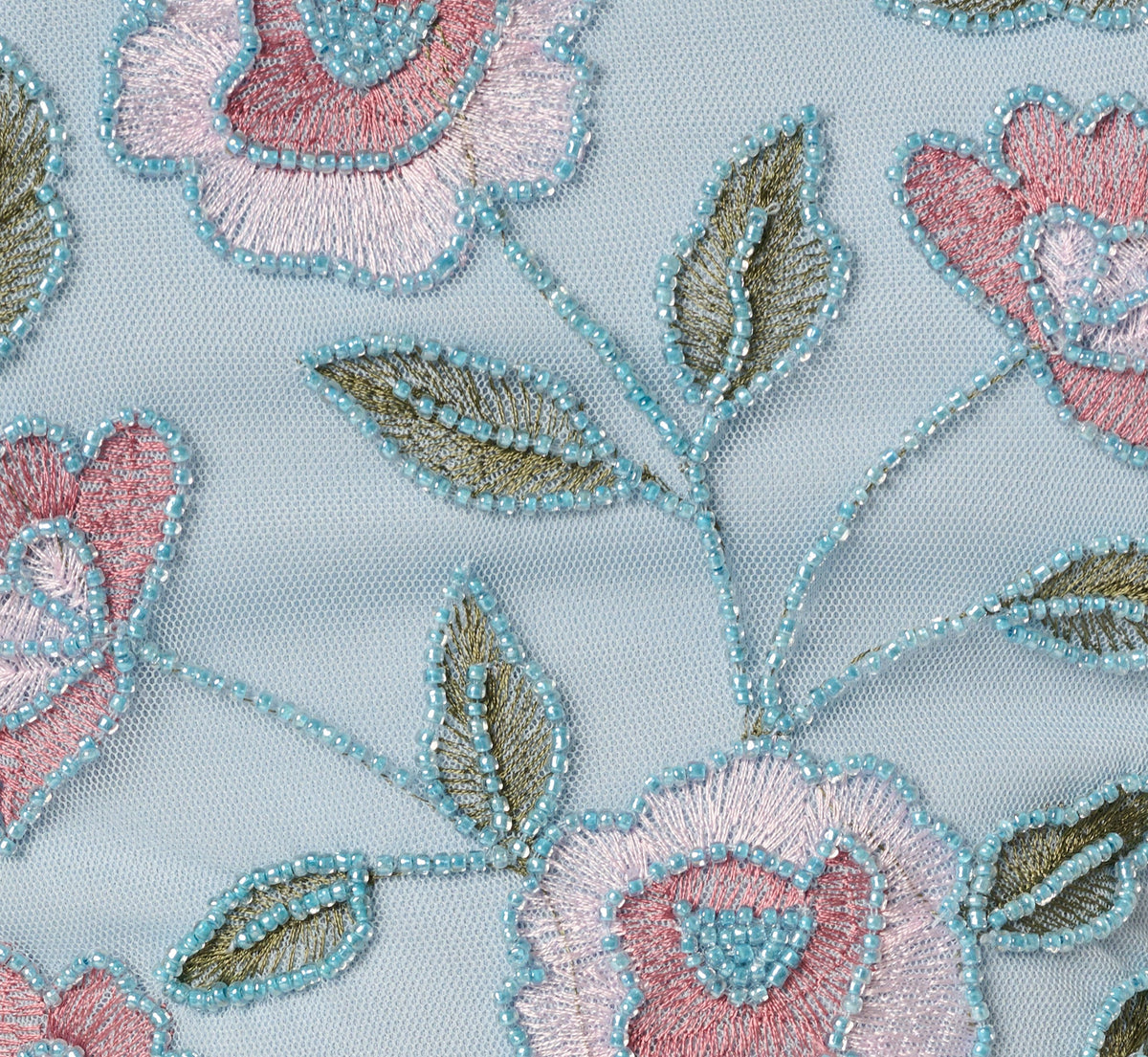 Sleeveless Floral Beaded Embroidery Ruffle Midi Dress - Elegant Sky Multi | Adrianna Papell