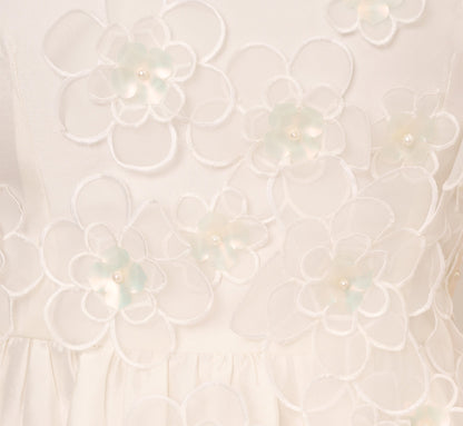 Sleeveless 3D Floral Taffeta Bubble Dress - Ivory | Adrianna Papell