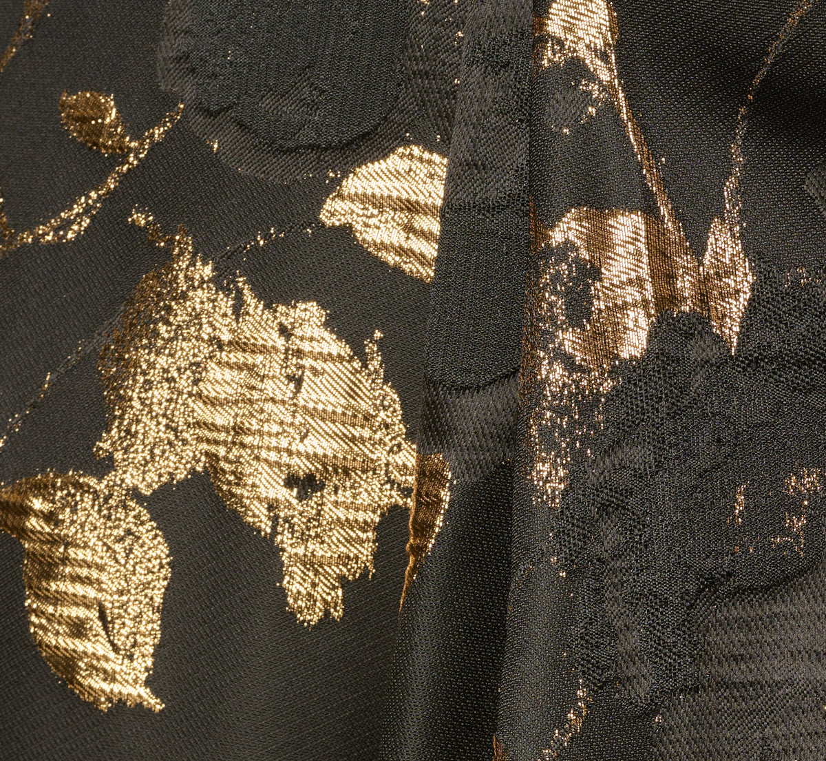 Off Shoulder Metallic Jacquard Midi Dress - Black Gold | Adrianna Papell