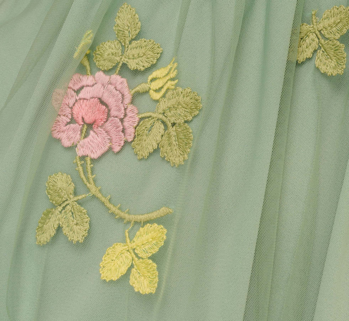 Floral Embroidered Maxi Dress With Sheer Flutter Sleeves - Sage Multi | Adrianna Papell