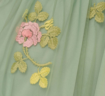Floral Embroidered Maxi Dress With Sheer Flutter Sleeves - Sage Multi | Adrianna Papell