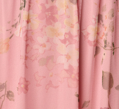 Floral Print Mesh Smocked Maxi Dress - Blush Multi | Adrianna Papell