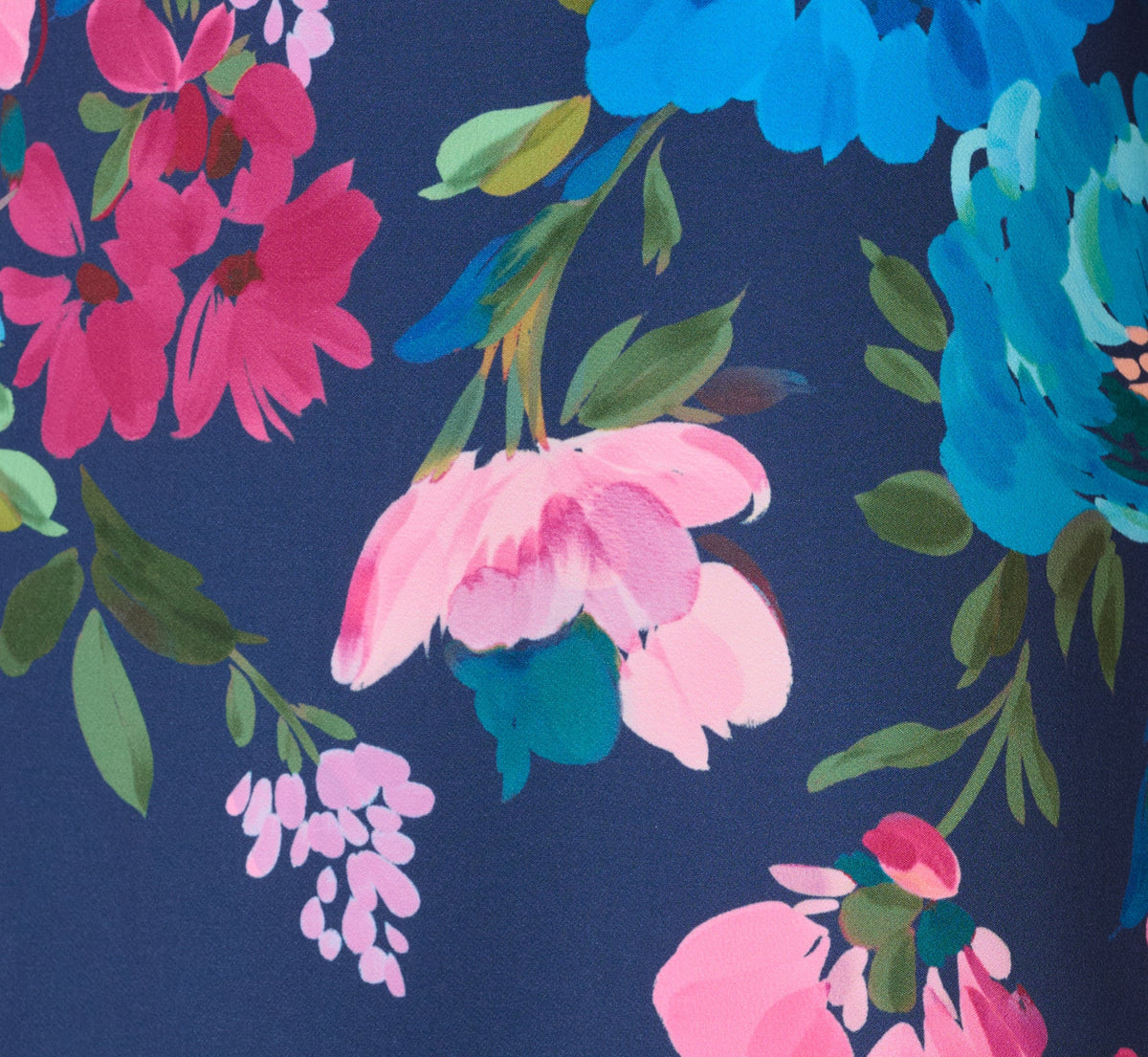 Collared Floral Border Twill Midi Dress - Navy Multi | Adrianna Papell