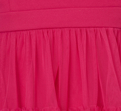 Plus Size Sleeveless Midi Dress With Square Neck And Tiered Skirt - Bright Rose | Adrianna Papell