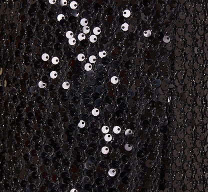 Sequined Trapeze Halter Dress With Feather Trim - Black | Adrianna Papell