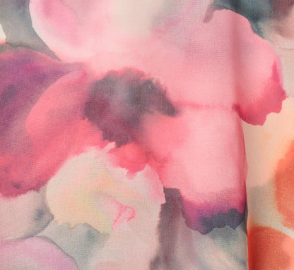Watercolor Floral Chiffon Sweetheart Mini Dress - Pink Orange Multi | Adrianna Papell