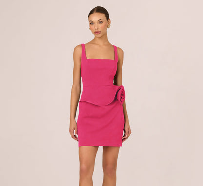 Sleeveless Rosette Peplum Mini Dress - Dahlia Dusk | Adrianna Papell