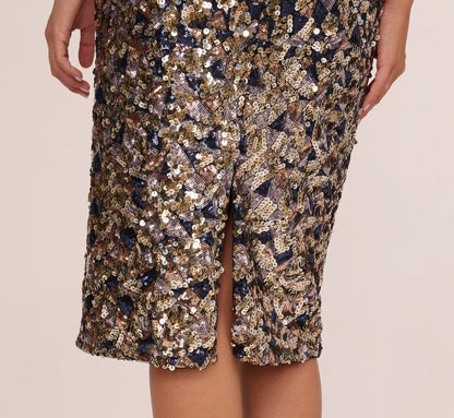 Strapless Sequin Midi Sheath Dress - Multi | Adrianna Papell
