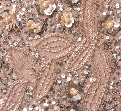 3D Floral Sequin Beaded Halter Gown - Smokey Mauve | Adrianna Papell