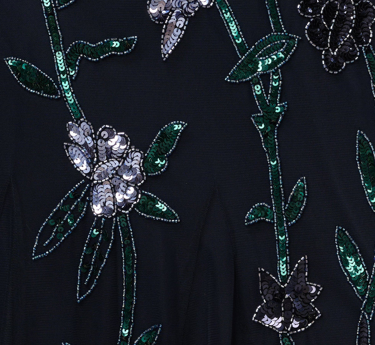 Square Neck Short Sleeve Beaded Godet Gown - Midnight Multi | Adrianna Papell