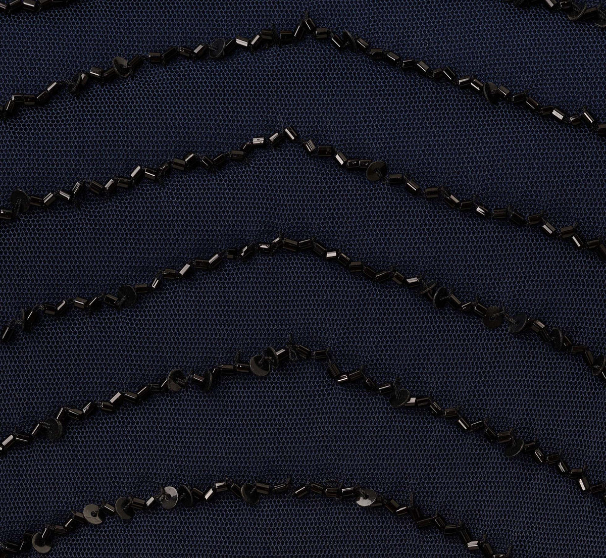 Art Deco Beaded Blouson Dress With Halter Neckline - Navy Black | Adrianna Papell