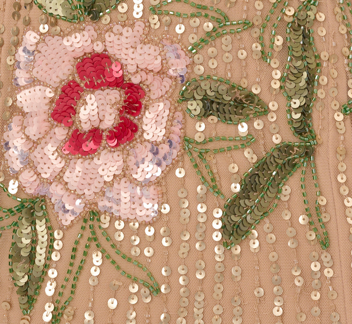One Shoulder Floral Sequin Bead Gown - Nude Multi | Adrianna Papell