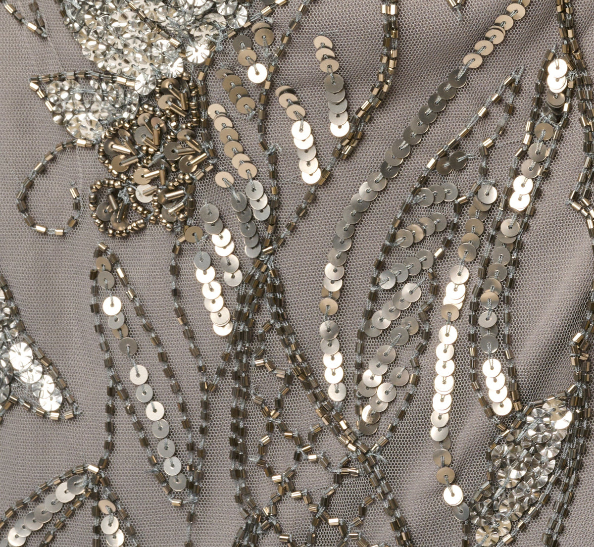 Beaded Cape V Neck Long Dress - Sterling | Adrianna Papell