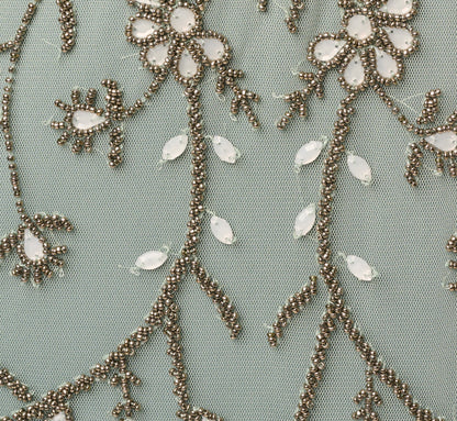 Cape Sleeve Opaline Floral Beaded Mermaid Gown - Sage | Adrianna Papell