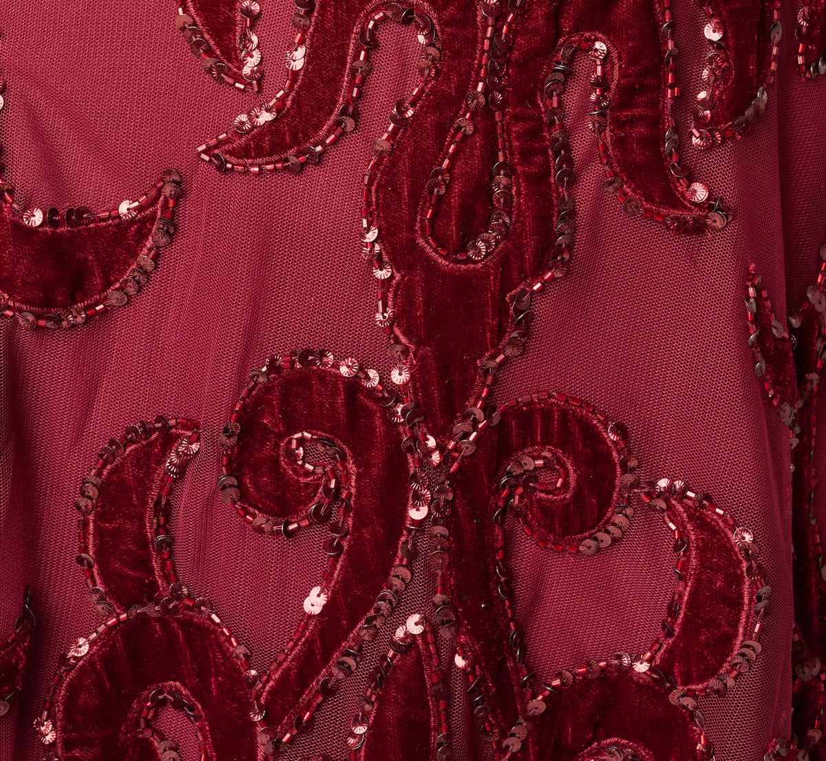Baroque Scroll Velvet Beaded Gown - Mahogany | Adrianna Papell