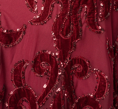 Baroque Scroll Velvet Beaded Gown - Mahogany | Adrianna Papell