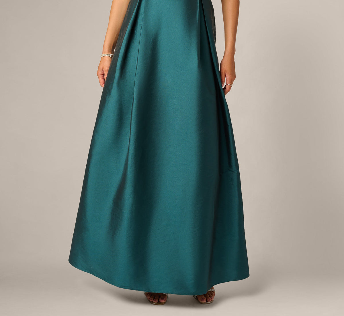 Sleeveless Taffeta Ball Gown With Beaded Bodice - Gem Green | Adrianna Papell