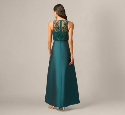 Sleeveless Taffeta Ball Gown With Beaded Bodice - Gem Green | Adrianna Papell