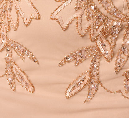 Plus Size Adrianna Papell Hand-Beaded Sleeveless Slim Column Gown - Rose Gold | Adrianna Papell