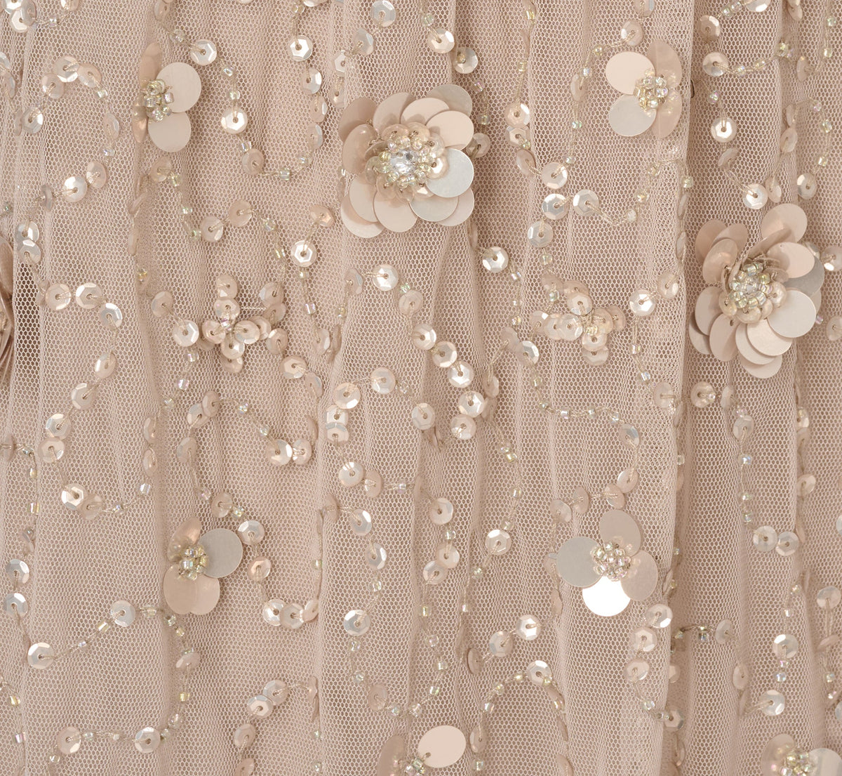 Cap Sleeve Beaded Sequin Floral Gown - Marble | Adrianna Papell