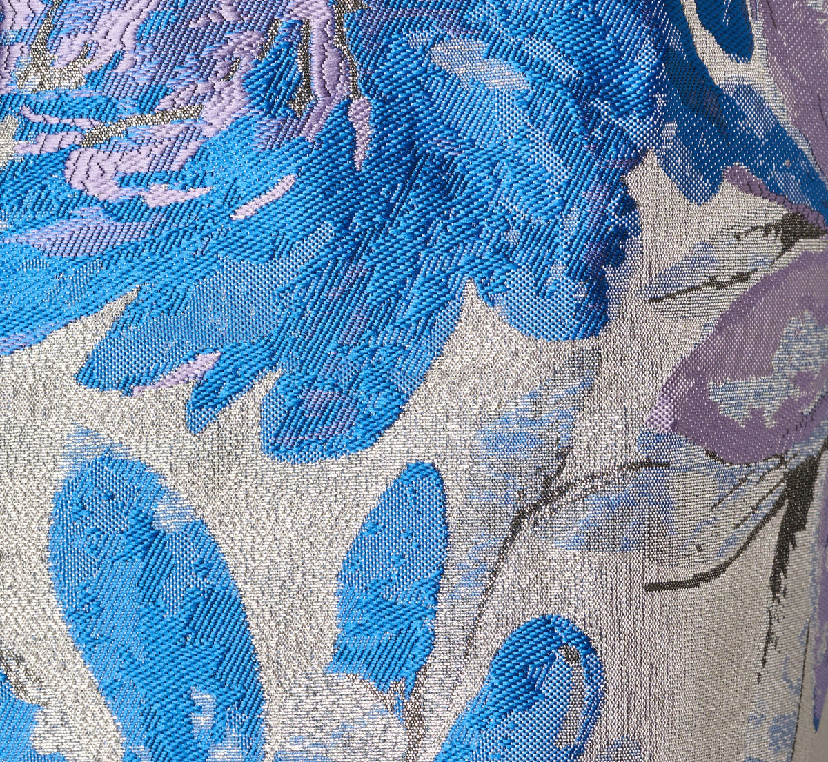 Chrysanthemum Floral Jacquard Fit And Flare Tea Length Dress - Blue Multi | Adrianna Papell