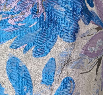 Chrysanthemum Floral Jacquard Fit And Flare Tea Length Dress - Blue Multi | Adrianna Papell
