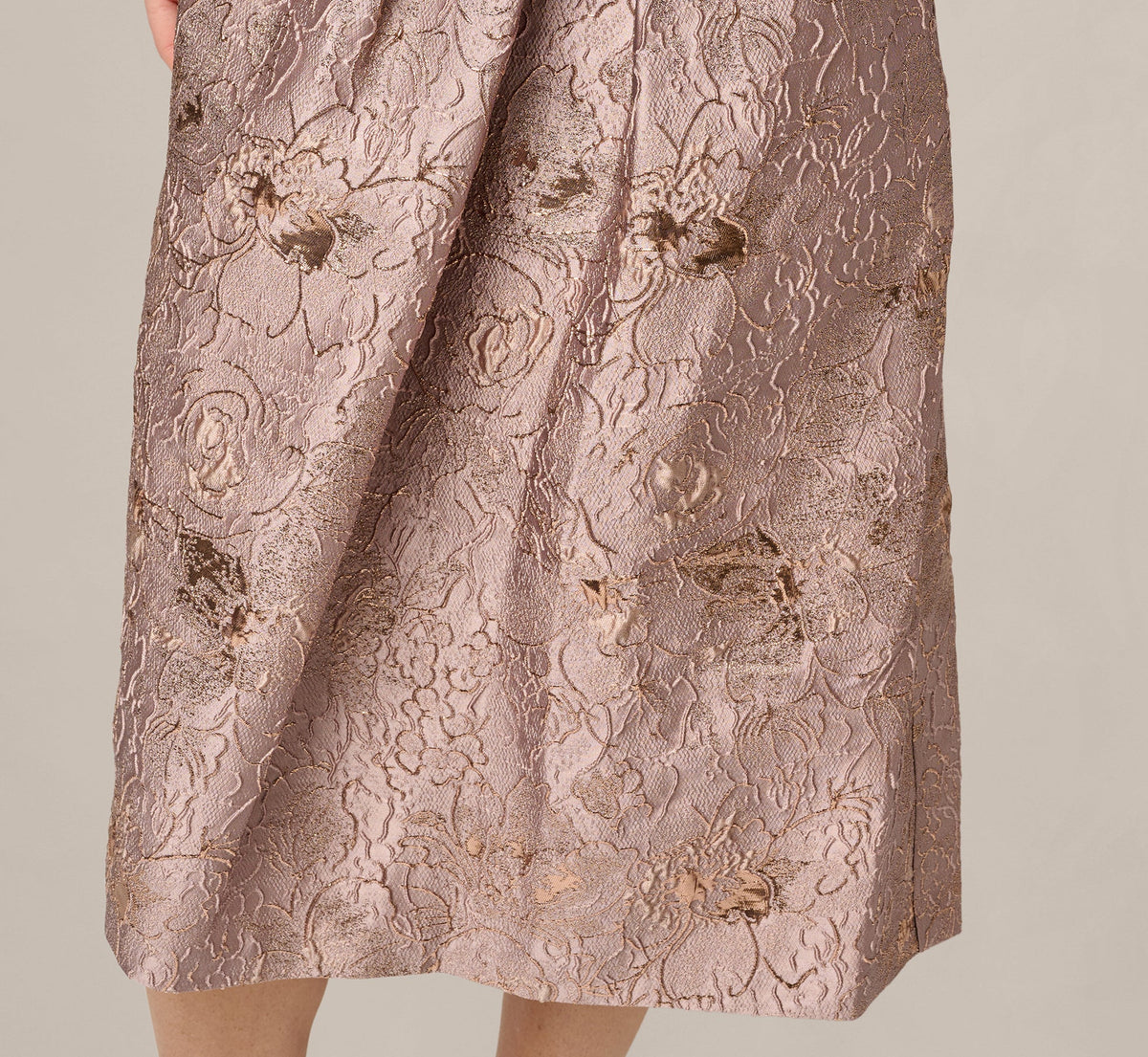 Metallic Jacquard Rhinestone Strap Midi Dress - Candied Ginger | Adrianna Papell