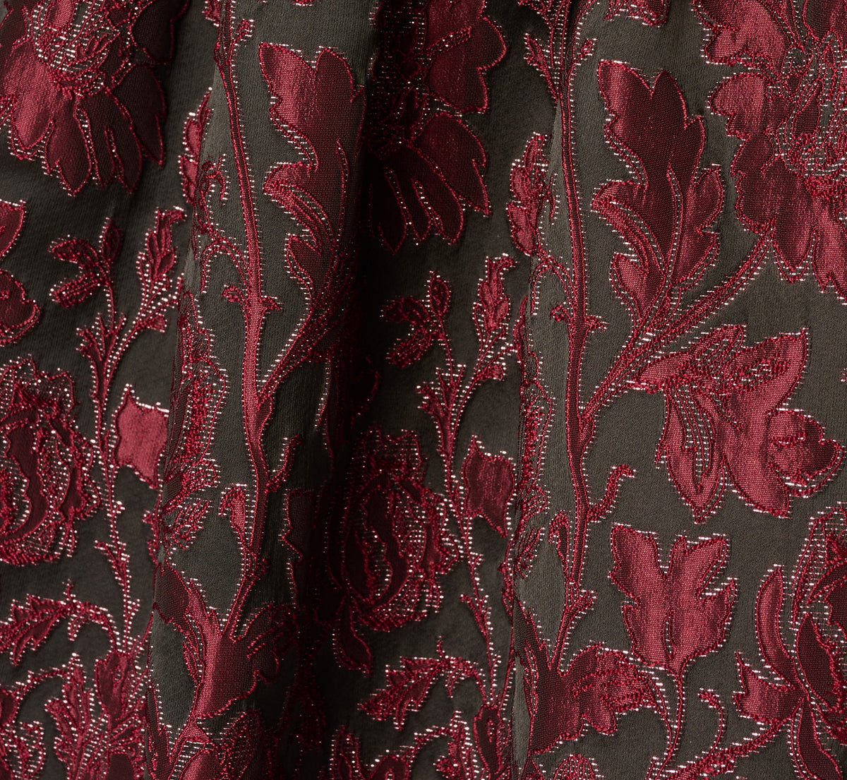 Drop Waist Floral Jacquard Midi Dress - Burgundy | Adrianna Papell