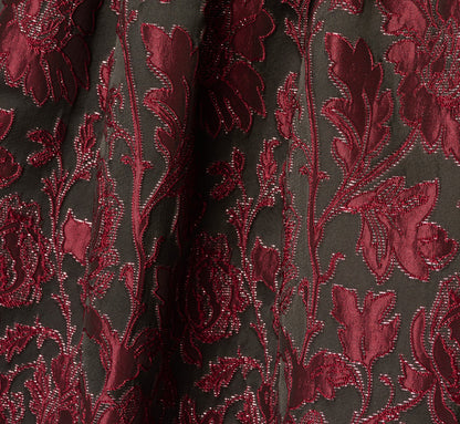 Drop Waist Floral Jacquard Midi Dress - Burgundy | Adrianna Papell