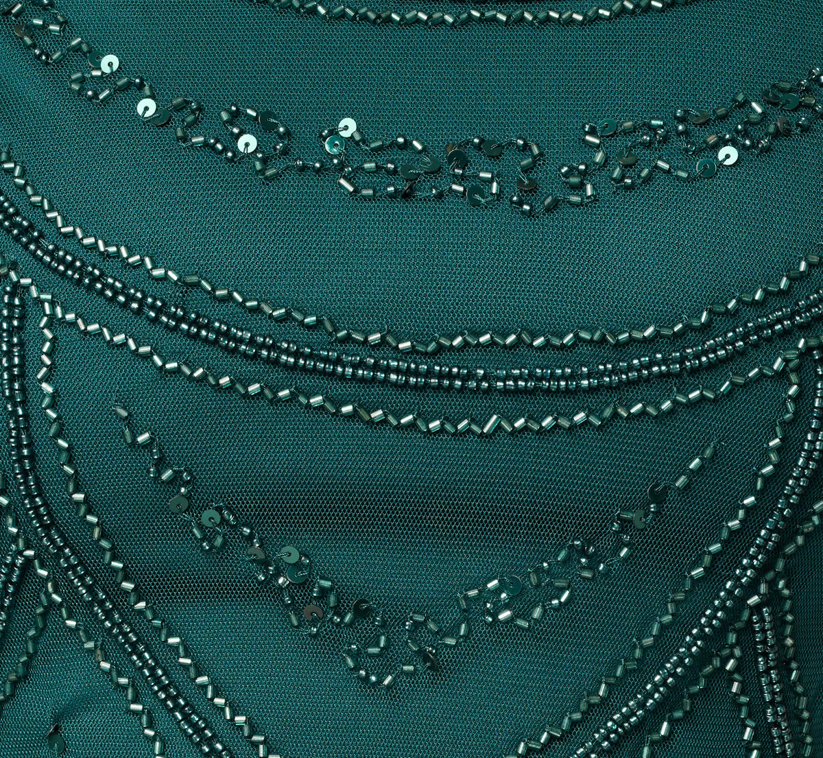 Deco Beaded Cocktail Dress With Sheer Cap Sleeves - Gem Green | Adrianna Papell