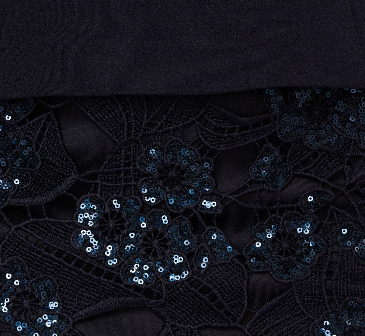 Sleeveless Sequin Lace Combo Midi Dress - Midnight | Adrianna Papell