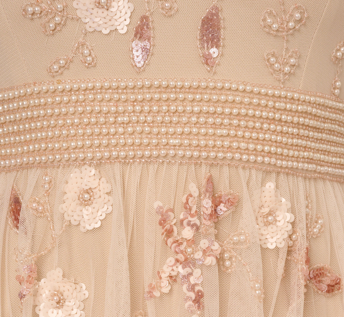 Cap Sleeve Pearly Sequin Cocktail Dress - Pale Pink | Adrianna Papell