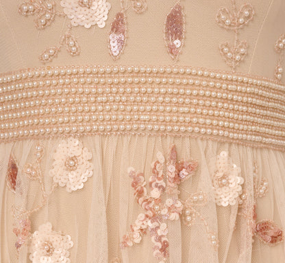 Cap Sleeve Pearly Sequin Cocktail Dress - Pale Pink | Adrianna Papell