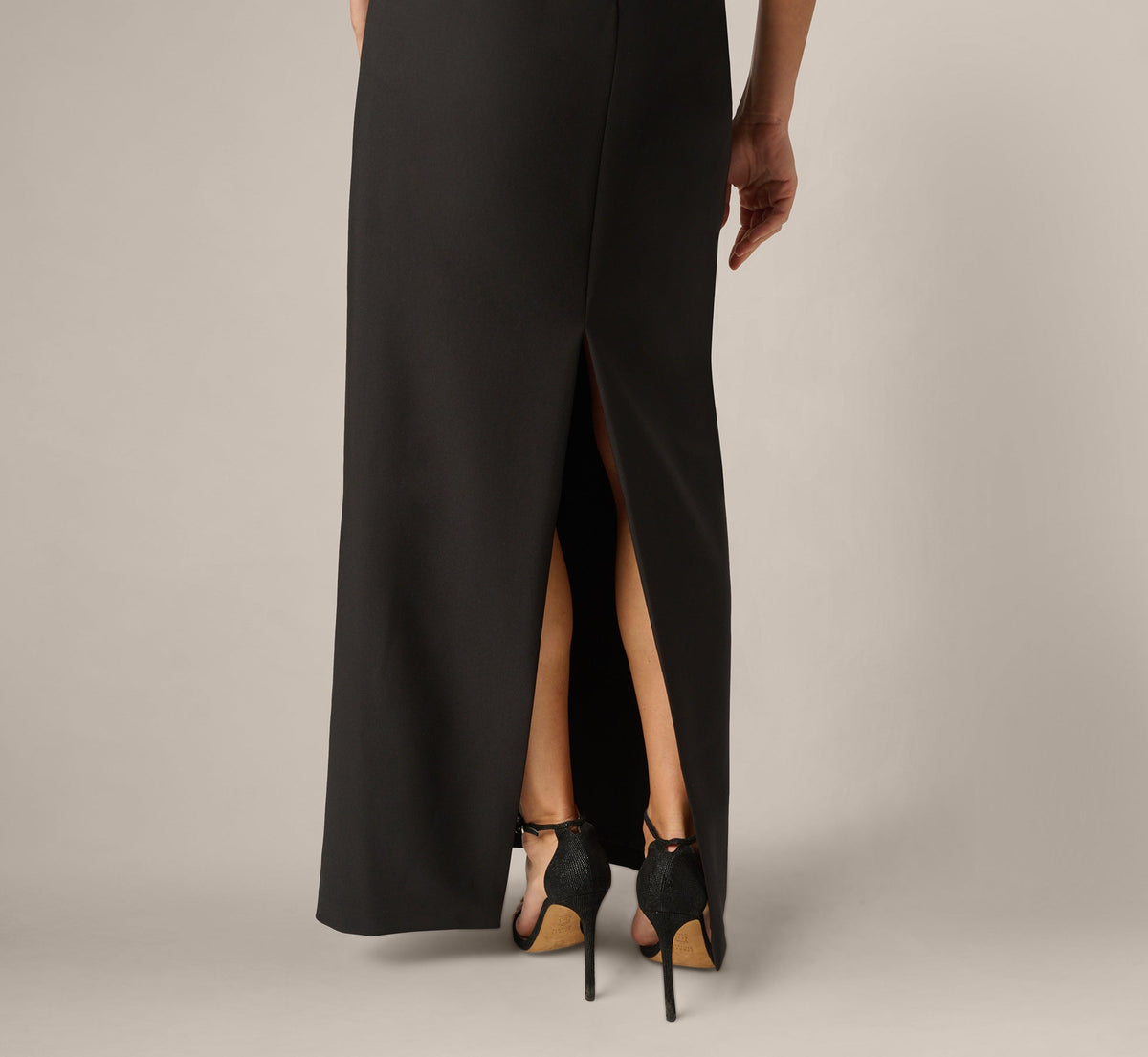Blouson Lace Trim Plunge Gown - Black | Adrianna Papell