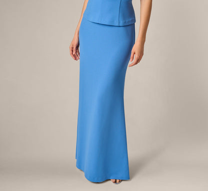3D Floral Peplum Stretch Mermaid Gown - Cool Water | Adrianna Papell