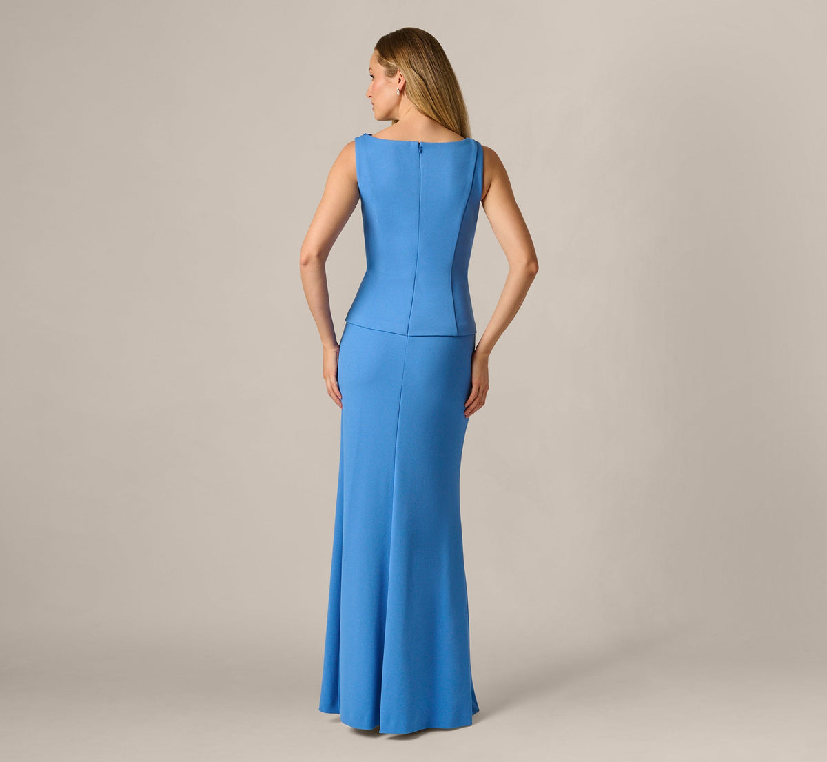 3D Floral Peplum Stretch Mermaid Gown - Cool Water | Adrianna Papell