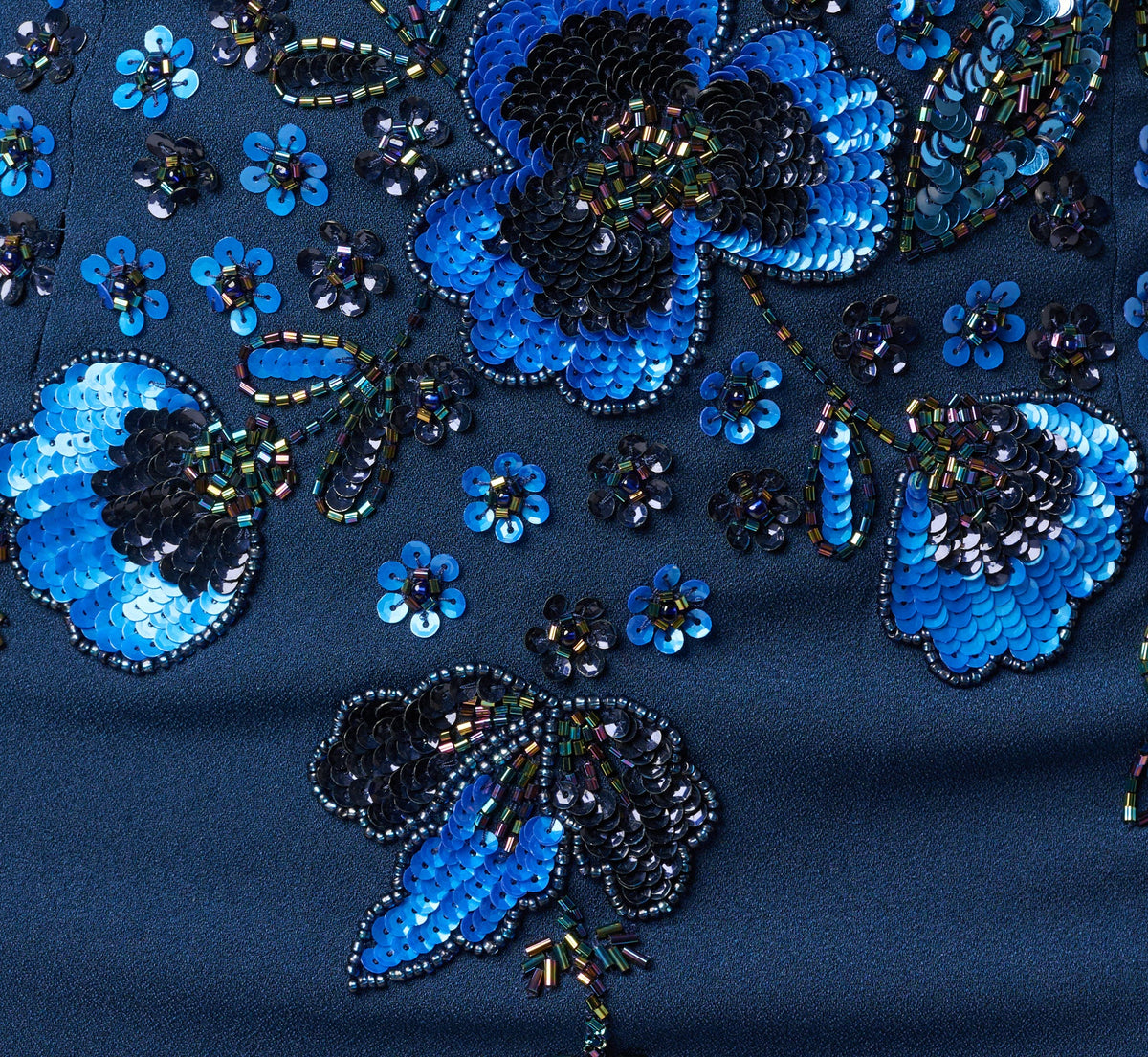 Pansy Floral Beaded Stretch Crepe Gown - Light Navy | Adrianna Papell