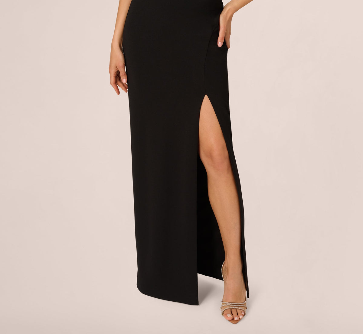 Strapless Plunge Color Block Gown - Black Ivory | Adrianna Papell