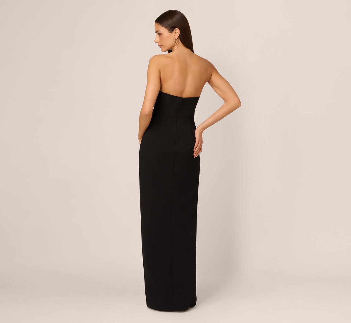 Strapless Plunge Color Block Gown - Black Ivory | Adrianna Papell