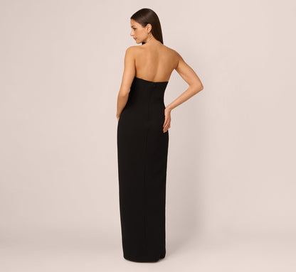Strapless Plunge Color Block Gown - Black Ivory | Adrianna Papell