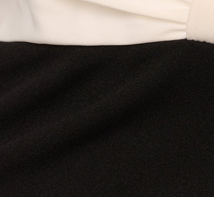 Strapless Plunge Color Block Gown - Black Ivory | Adrianna Papell