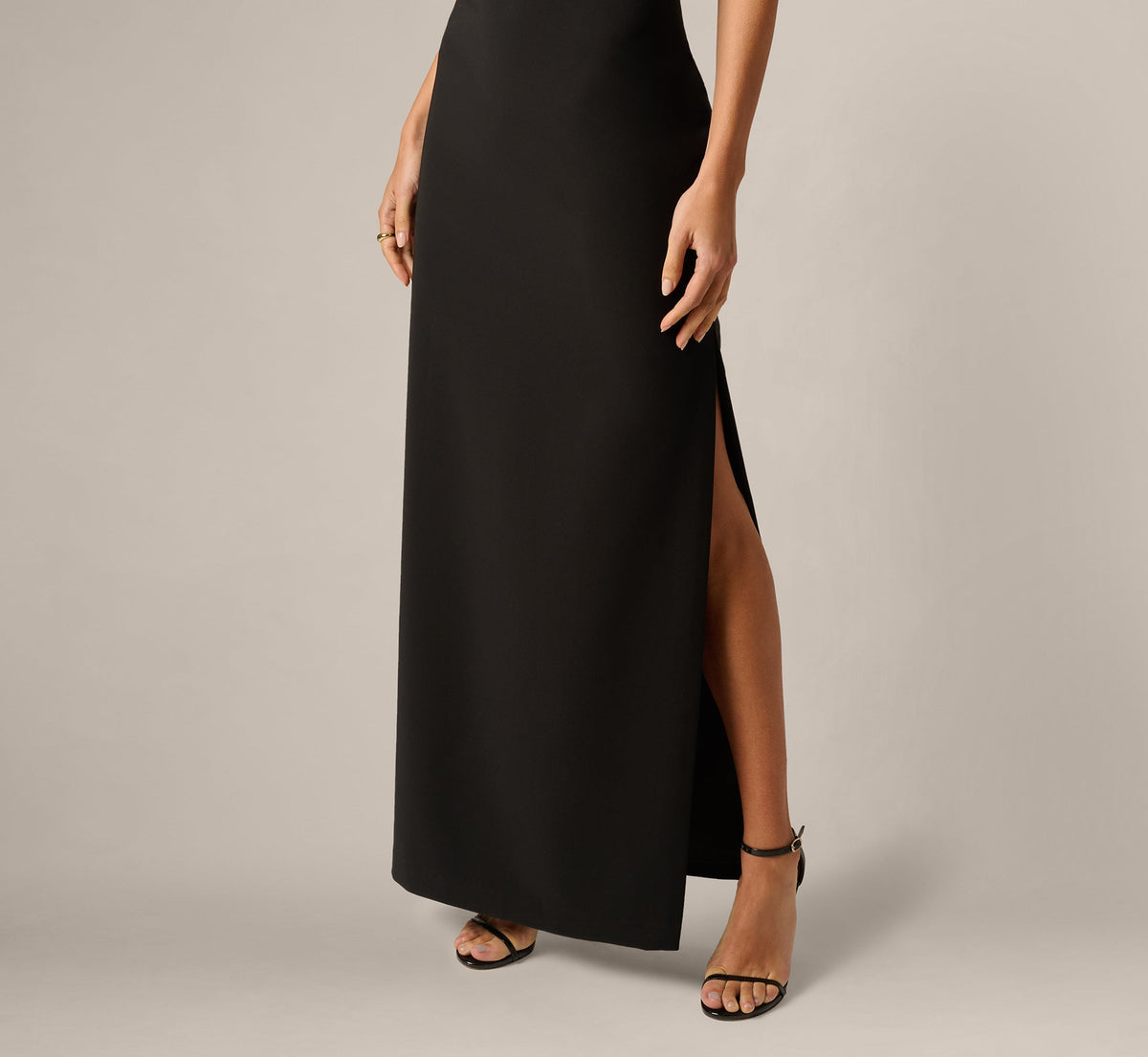 Sleeveless Lace Cutout Column Gown - Black | Adrianna Papell