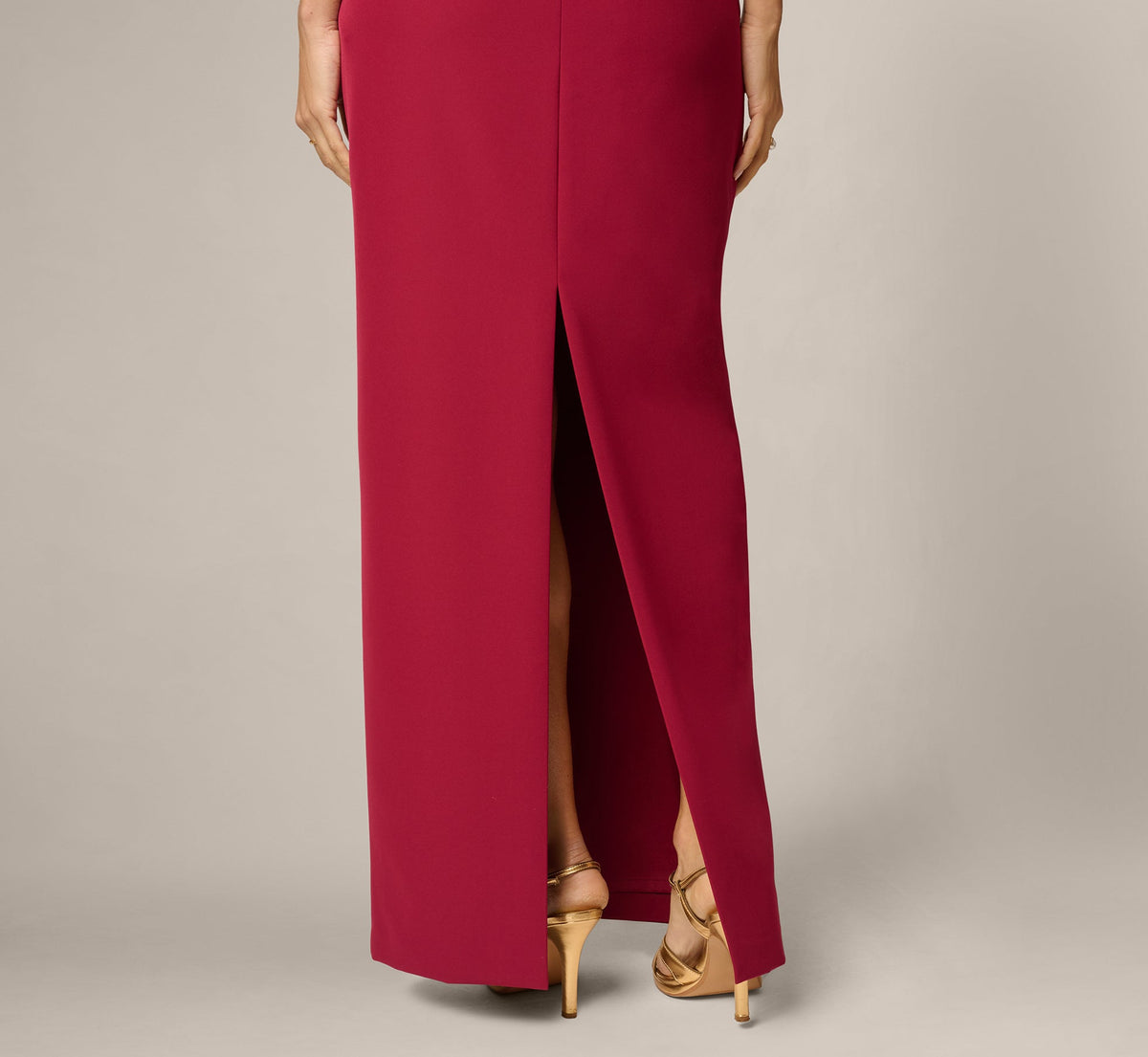 Strapless Crossover Notch Neck Stretch Gown - Wine | Adrianna Papell