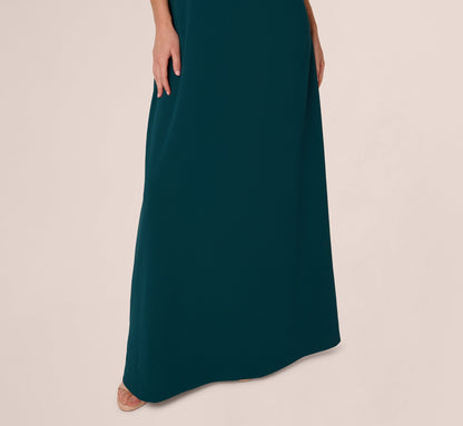 Short Sleeve Beaded Keyhole Gown - Hunter | Adrianna Papell