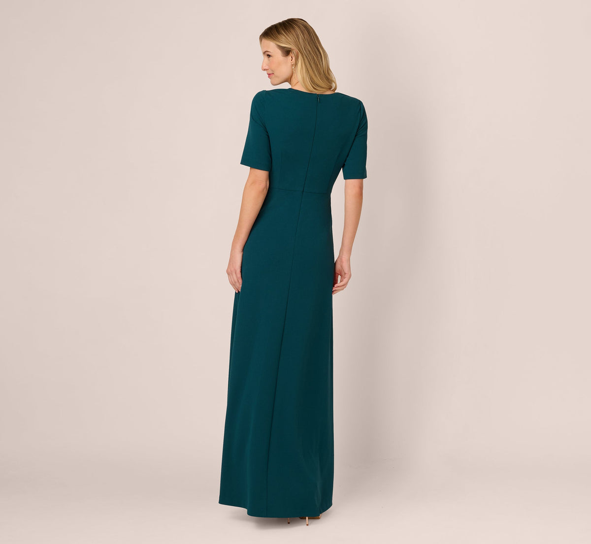 Short Sleeve Beaded Keyhole Gown - Hunter | Adrianna Papell