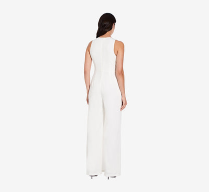Sleeveless Asymmetrical Jumpsuit - Ivory | Adrianna Papell