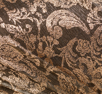 Plus Size Sleeveless Asymmetrical Damask Metallic Gown - Chocolate | Adrianna Papell
