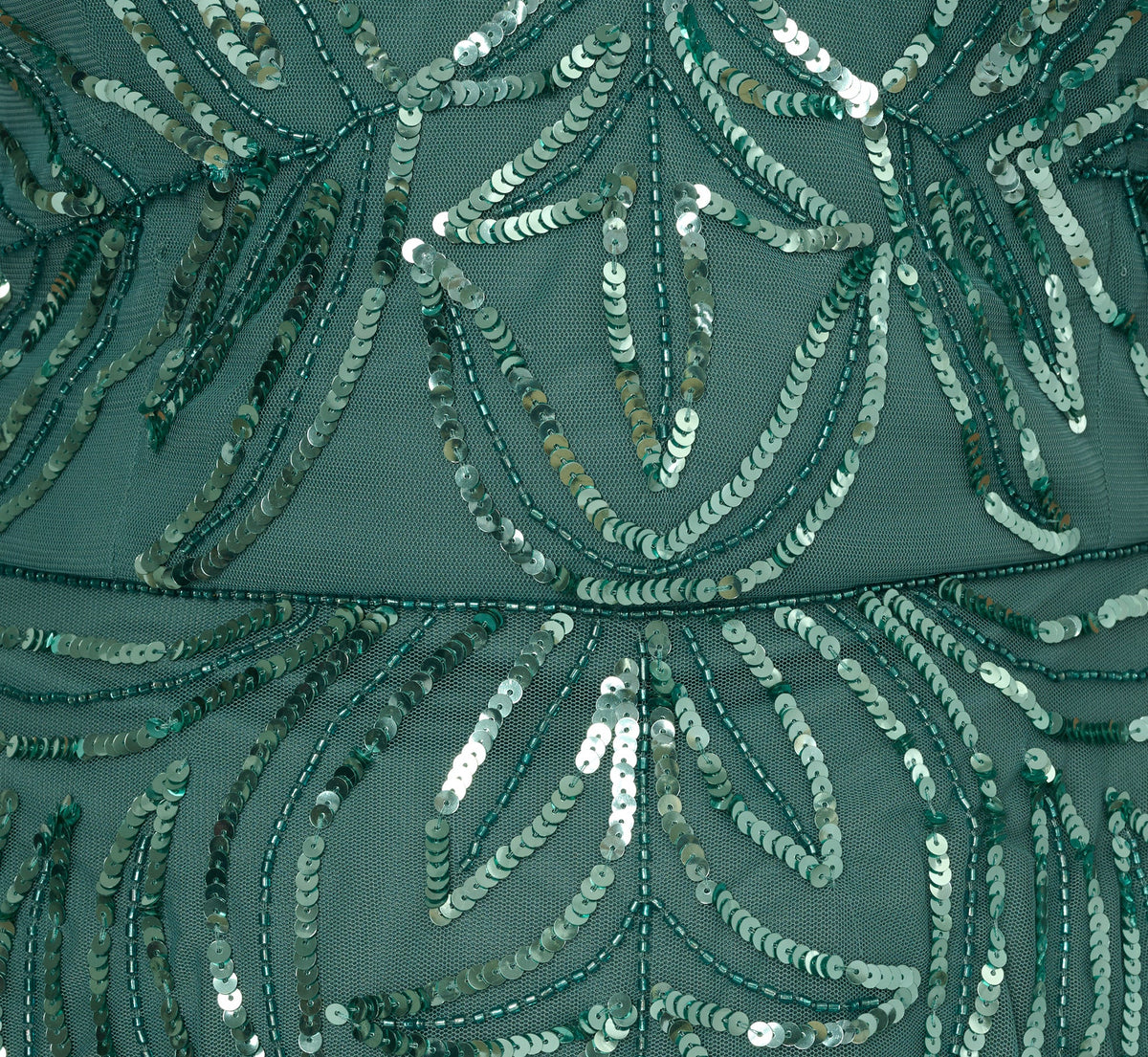 Plus Size Beaded Mesh Long Dress - Green Slate | Adrianna Papell