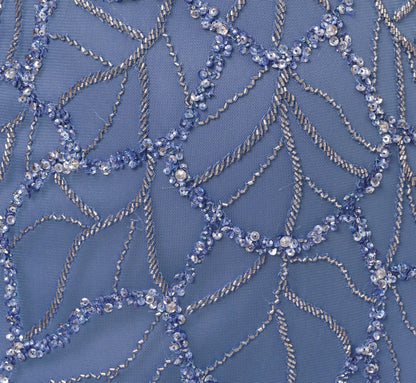 Plus Size Flutter Sleeve Surplice Beaded Gown - French Blue | Adrianna Papell