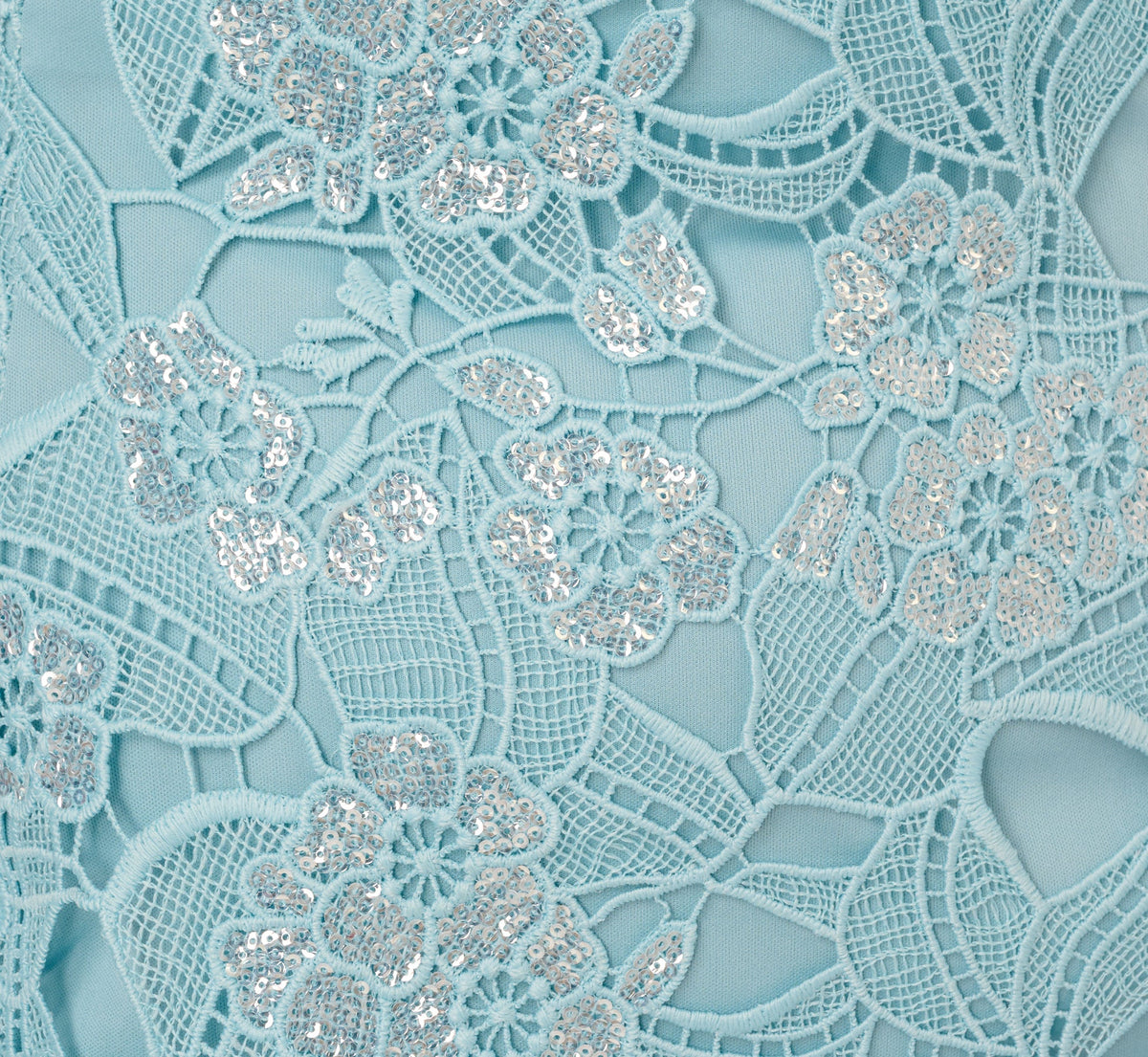 Plus Size Off Shoulder Bell Sleeve Sequin Lace Gown - Airy Aqua | Adrianna Papell